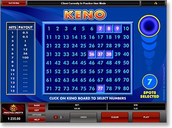 Online Keno Real Money Gameplay