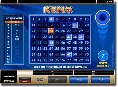 Online Keno at Emu Casino