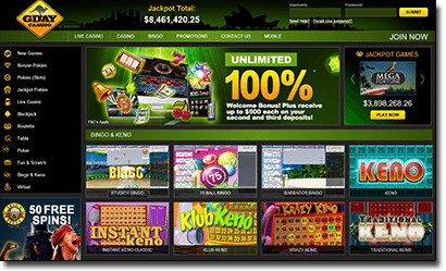 G'Day Casino keno interface