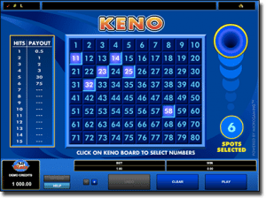 Try Microgaming keno at All Slots Casino