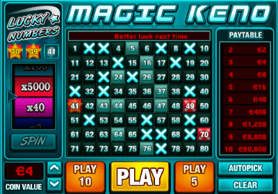 Online keno is available at many online casinos